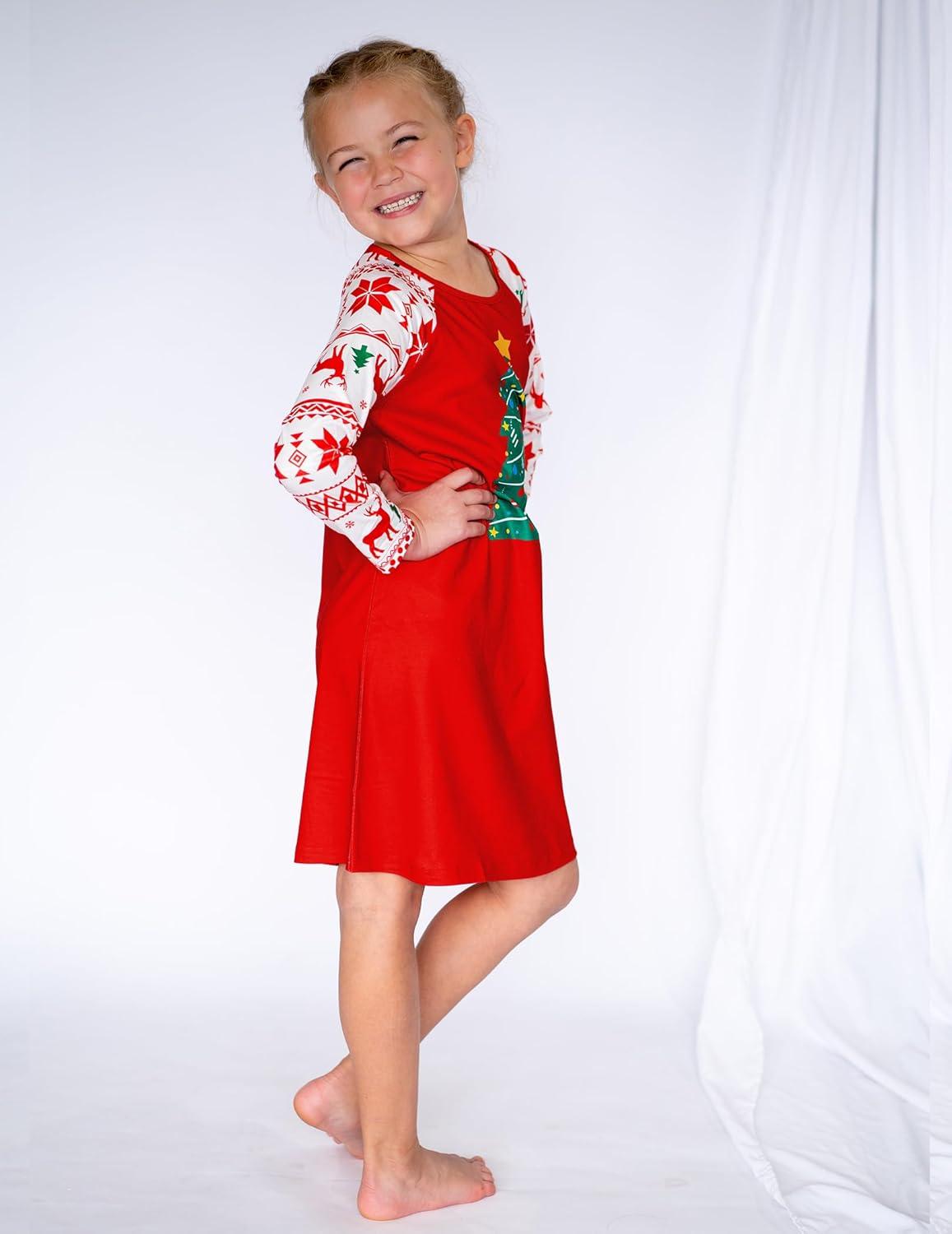 image:imageArshiner Girls Nightgowns Cute Halloween Pajamas Dress Long Sleeve Nightdress NightiesChristmas Tree