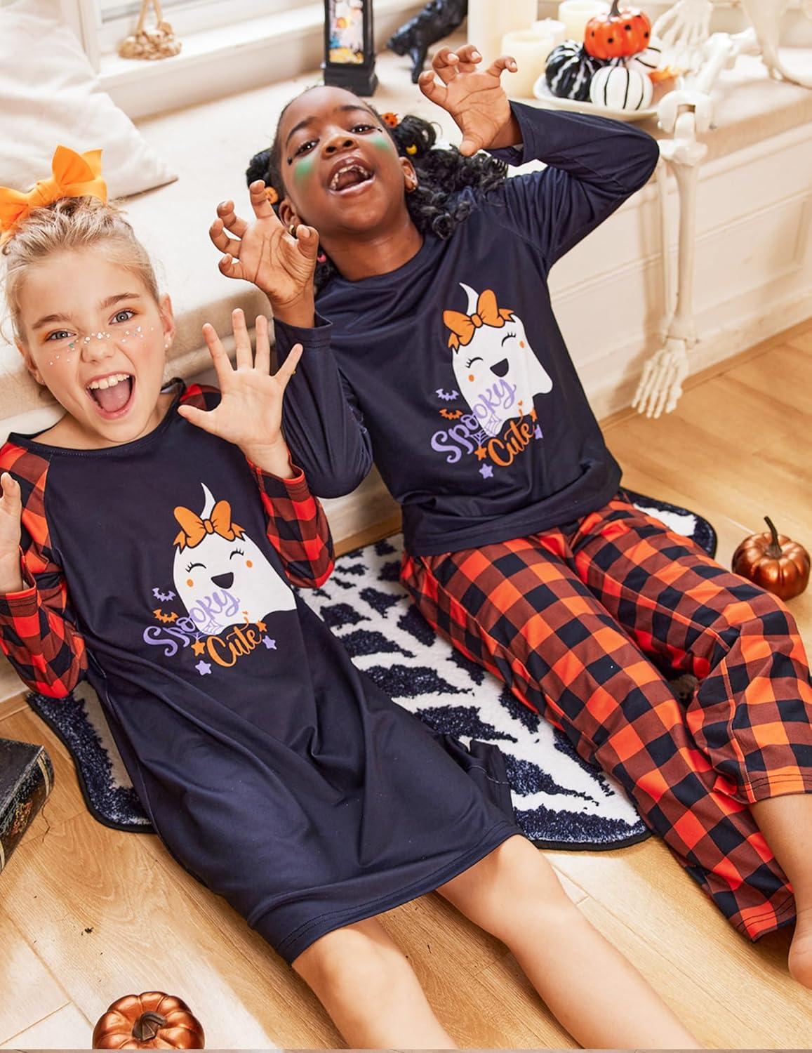 image:imageArshiner Girls Nightgowns Cute Halloween Pajamas Dress Long Sleeve Nightdress NightiesHalloween Plaid