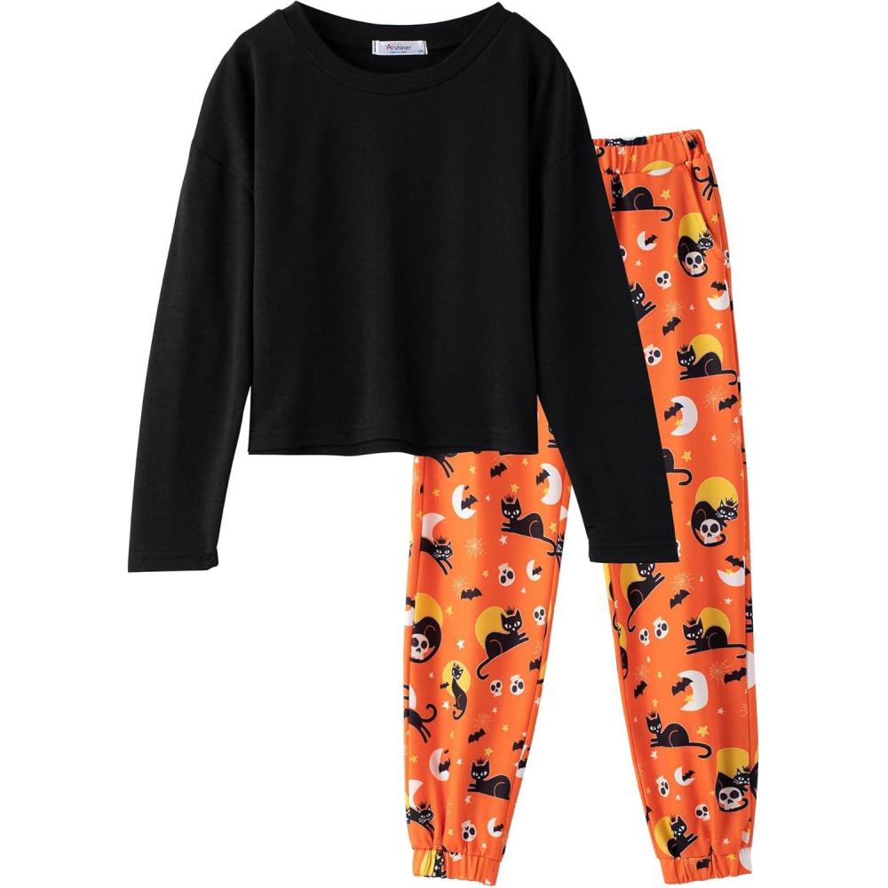 image:imageArshiner Girls 2 Piece Outfits Kids Tie Dye Sweatsuits Set Long Sleeve Shirt and Pants Set Size 514 YOrange