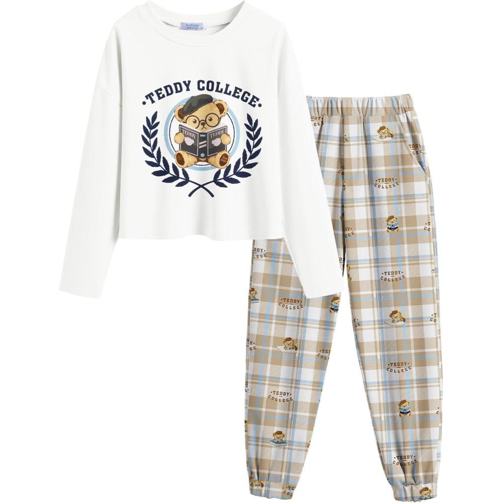 image:imageArshiner Girls 2 Piece Outfits Kids Tie Dye Sweatsuits Set Long Sleeve Shirt and Pants Set Size 514 YTeddy Bear