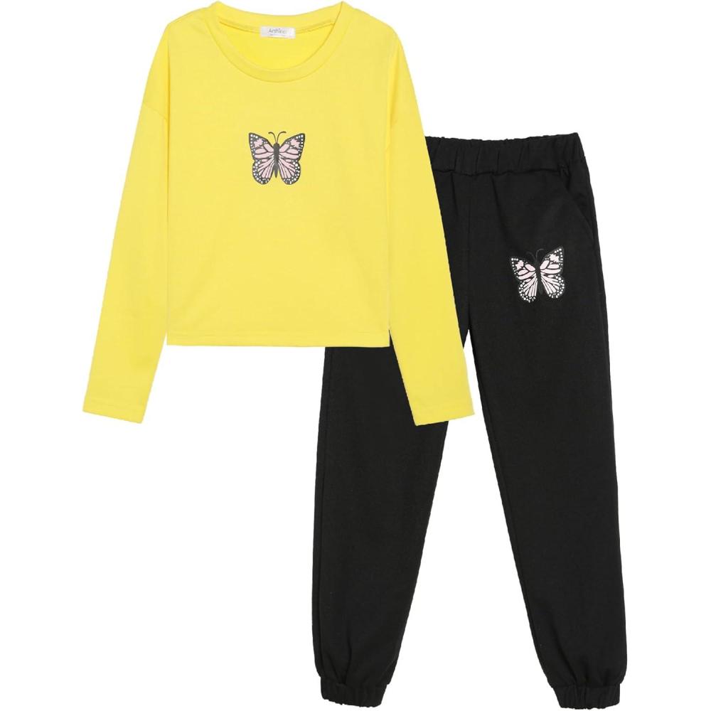image:imageArshiner Girls 2 Piece Outfits Kids Tie Dye Sweatsuits Set Long Sleeve Shirt and Pants Set Size 514 YYellow