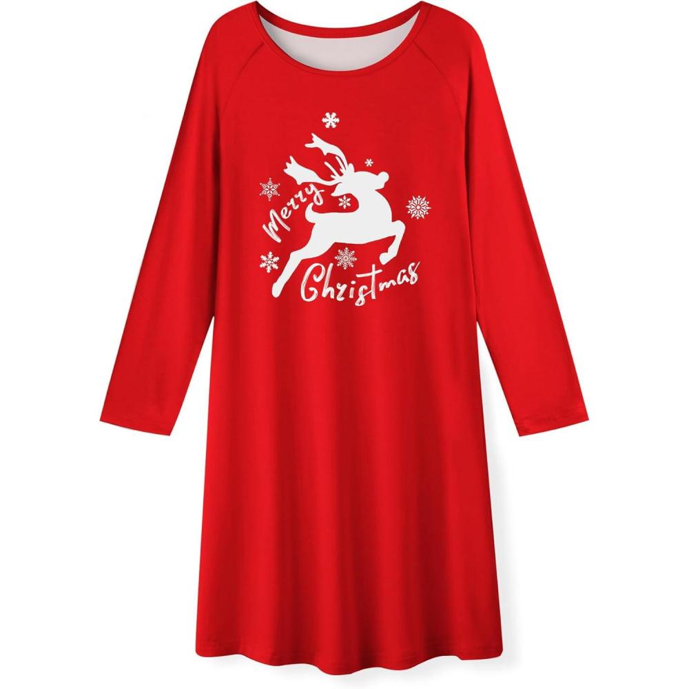 image:imageArshiner Girls Nightgowns Cute Halloween Pajamas Dress Long Sleeve Nightdress NightiesChristmas Reindeer