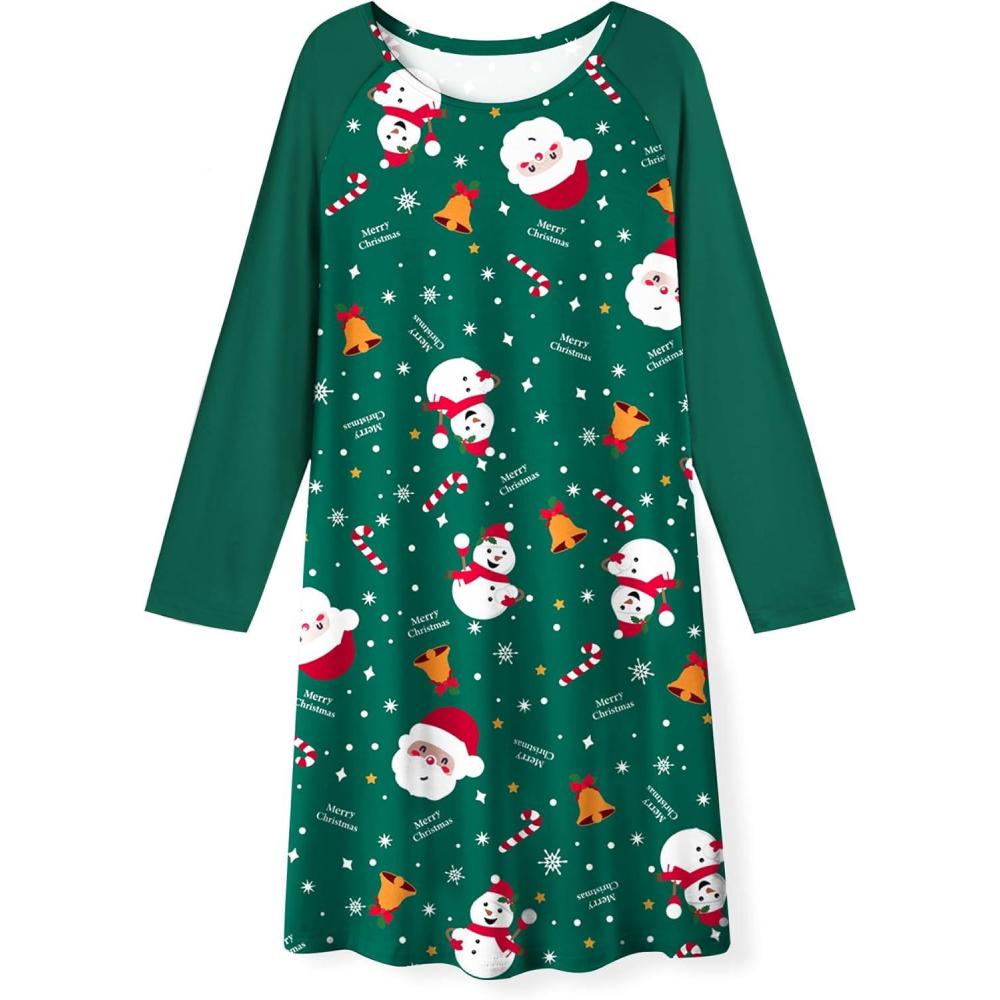 image:imageArshiner Girls Nightgowns Cute Halloween Pajamas Dress Long Sleeve Nightdress NightiesChristmas Santa