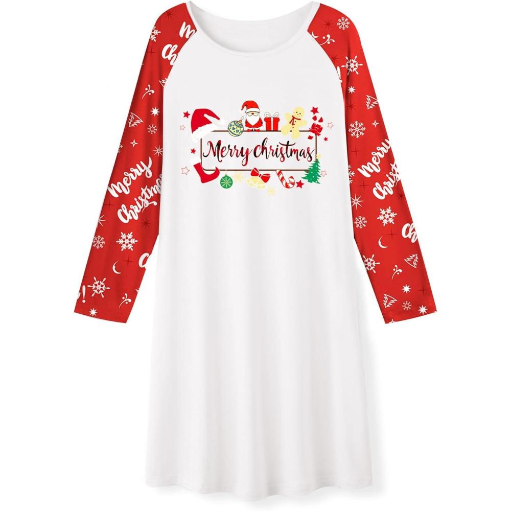 image:imageArshiner Girls Nightgowns Cute Halloween Pajamas Dress Long Sleeve Nightdress NightiesChristmas Snow