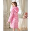 Arshiner Boys Girls Flannel Bathrobes Soft Fuzzy Hooded Robe Sleepwear with Belt for Kids(Pink Polka Dots)