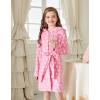Arshiner Boys Girls Flannel Bathrobes Soft Fuzzy Hooded Robe Sleepwear with Belt for Kids(Pink Polka Dots)