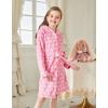 Arshiner Boys Girls Flannel Bathrobes Soft Fuzzy Hooded Robe Sleepwear with Belt for Kids(Pink Polka Dots)