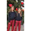 Arshiner Girls 2 Piece Outfits Kids Tie Dye Sweatsuits Set Long Sleeve Shirt and Pants Set Size 5-14 Y(Black Red Plaid)