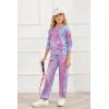 Arshiner Girls 2 Piece Outfits Kids Tie Dye Sweatsuits Set Long Sleeve Shirt and Pants Set Size 5-14 Y(Blue&purple)