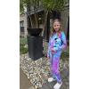 Arshiner Girls 2 Piece Outfits Kids Tie Dye Sweatsuits Set Long Sleeve Shirt and Pants Set Size 5-14 Y(Blue&purple)