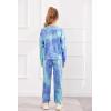 Arshiner Girls 2 Piece Outfits Kids Tie Dye Sweatsuits Set Long Sleeve Shirt and Pants Set Size 5-14 Y(Blue&white)