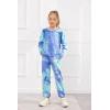 Arshiner Girls 2 Piece Outfits Kids Tie Dye Sweatsuits Set Long Sleeve Shirt and Pants Set Size 5-14 Y(Blue&white)