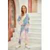 Arshiner Girls 2 Piece Outfits Kids Tie Dye Sweatsuits Set Long Sleeve Shirt and Pants Set Size 5-14 Y(Grey&pink)