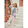 Arshiner Girls 2 Piece Outfits Kids Tie Dye Sweatsuits Set Long Sleeve Shirt and Pants Set Size 5-14 Y(Grey&pink)