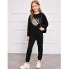 Arshiner Girls 2 Piece Outfits Kids Tie Dye Sweatsuits Set Long Sleeve Shirt and Pants Set Size 5-14 Y(Leopard Heart)