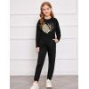 Arshiner Girls 2 Piece Outfits Kids Tie Dye Sweatsuits Set Long Sleeve Shirt and Pants Set Size 5-14 Y(Leopard Heart)