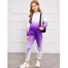 Arshiner Girls 2 Piece Outfits Kids Tie Dye Sweatsuits Set Long Sleeve Shirt and Pants Set Size 5-14 Y(Purple Gradient)
