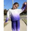Arshiner Girls 2 Piece Outfits Kids Tie Dye Sweatsuits Set Long Sleeve Shirt and Pants Set Size 5-14 Y(Purple Gradient)