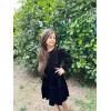Arshiner Girls Dress Long Sleeve Ruffled Hem Casual Velvet Dress with Pockets 5-14 Years(Black)