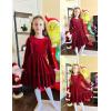 Arshiner Girls Dress Long Sleeve Ruffled Hem Casual Velvet Dress with Pockets 5-14 Years(Red)