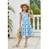 Arshiner Girls Dress Summer Casual Flutter Sleeve Tiered Midi Sundress with Pockets for 5-13 Years(Blue Flowers)