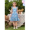 Arshiner Girls Dress Summer Casual Flutter Sleeve Tiered Midi Sundress with Pockets for 5-13 Years(Blue Flowers)