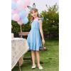 Arshiner Girls Dress Summer Casual Flutter Sleeve Tiered Midi Sundress with Pockets for 5-13 Years(Light Blue)
