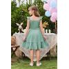 Arshiner Girls Dress Summer Casual Flutter Sleeve Tiered Midi Sundress with Pockets for 5-13 Years(Light Green)