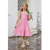 Arshiner Girls Dress Summer Casual Flutter Sleeve Tiered Midi Sundress with Pockets for 5-13 Years(Light Pink)