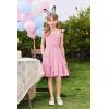 Arshiner Girls Dress Summer Casual Flutter Sleeve Tiered Midi Sundress with Pockets for 5-13 Years(Light Pink)