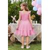 Arshiner Girls Dress Summer Casual Flutter Sleeve Tiered Midi Sundress with Pockets for 5-13 Years(Light Pink)