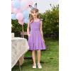 Arshiner Girls Dress Summer Casual Flutter Sleeve Tiered Midi Sundress with Pockets for 5-13 Years(Lilac)