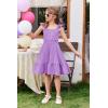 Arshiner Girls Dress Summer Casual Flutter Sleeve Tiered Midi Sundress with Pockets for 5-13 Years(Lilac)