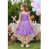 Arshiner Girls Dress Summer Casual Flutter Sleeve Tiered Midi Sundress with Pockets for 5-13 Years(Lilac)