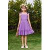 Arshiner Girls Dress Summer Casual Flutter Sleeve Tiered Midi Sundress with Pockets for 5-13 Years(Lilac)