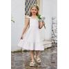 Arshiner Girls Dress Summer Casual Flutter Sleeve Tiered Midi Sundress with Pockets for 5-13 Years(White)