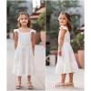 Arshiner Girls Dress Summer Casual Flutter Sleeve Tiered Midi Sundress with Pockets for 5-13 Years(White)