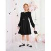 Arshiner Girls Knit Dresses Puff Long Sleeve Fall Winter Casual Holiday Sweater Dress with Pockets(Black)