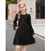 Arshiner Girls Knit Dresses Puff Long Sleeve Fall Winter Casual Holiday Sweater Dress with Pockets(Black)