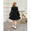 Arshiner Girls Knit Dresses Puff Long Sleeve Fall Winter Casual Holiday Sweater Dress with Pockets(Black)