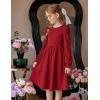 Arshiner Girls Knit Dresses Puff Long Sleeve Fall Winter Casual Holiday Sweater Dress with Pockets(Burgundy)