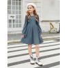Arshiner Girls Knit Dresses Puff Long Sleeve Fall Winter Casual Holiday Sweater Dress with Pockets(Dusty Blue)