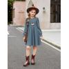 Arshiner Girls Knit Dresses Puff Long Sleeve Fall Winter Casual Holiday Sweater Dress with Pockets(Dusty Blue)