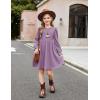 Arshiner Girls Knit Dresses Puff Long Sleeve Fall Winter Casual Holiday Sweater Dress with Pockets(Fuchsia)