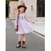 Arshiner Girls Knit Dresses Puff Long Sleeve Fall Winter Casual Holiday Sweater Dress with Pockets(Lilac)