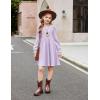 Arshiner Girls Knit Dresses Puff Long Sleeve Fall Winter Casual Holiday Sweater Dress with Pockets(Lilac)