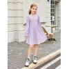 Arshiner Girls Knit Dresses Puff Long Sleeve Fall Winter Casual Holiday Sweater Dress with Pockets(Lilac)