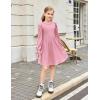 Arshiner Girls Knit Dresses Puff Long Sleeve Fall Winter Casual Holiday Sweater Dress with Pockets(Pink)