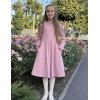 Arshiner Girls Knit Dresses Puff Long Sleeve Fall Winter Casual Holiday Sweater Dress with Pockets(Pink)