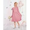 Arshiner Girls Knit Dresses Puff Long Sleeve Fall Winter Casual Holiday Sweater Dress with Pockets(Pink)